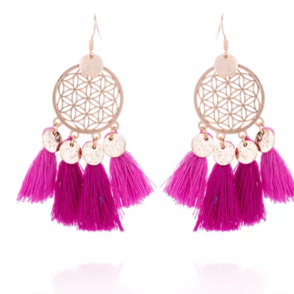 Fuchsia bohemian tassels
